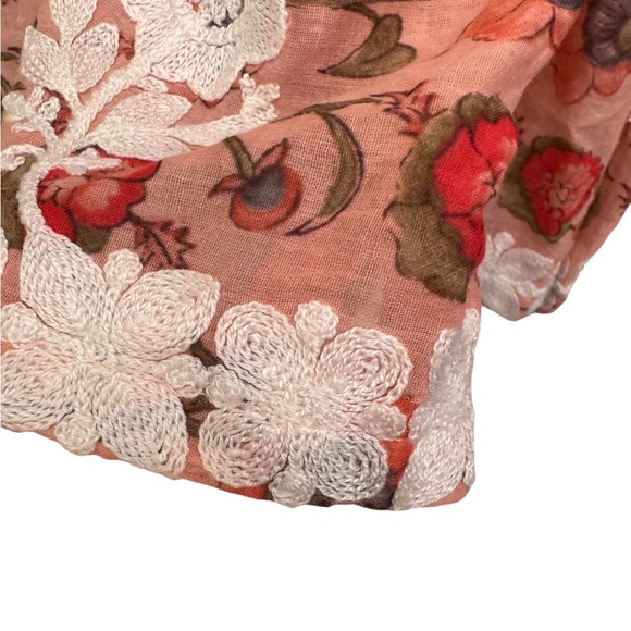 Pink Floral Embroidered Dress with Cream Lace Detail Size XL- cottagecore - Picture 10 of 15